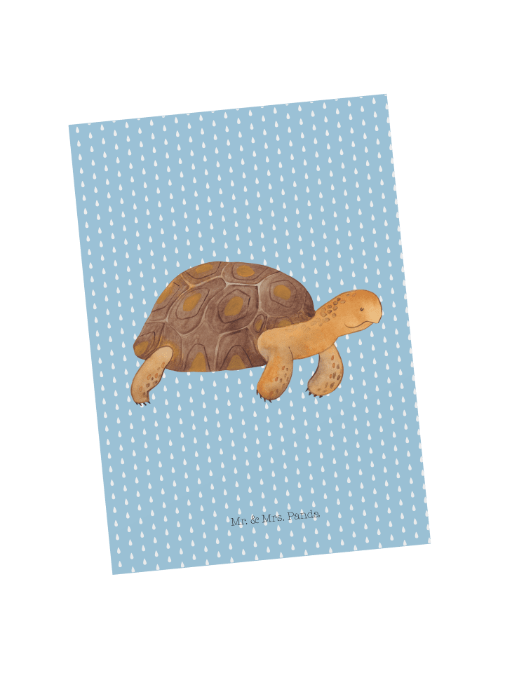 Grußkarte Schildkröte MHerzieren ohne Spruch in Blau Pastell