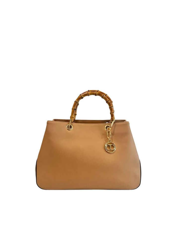 Zweifarbig Braun PU Damen Handtasche