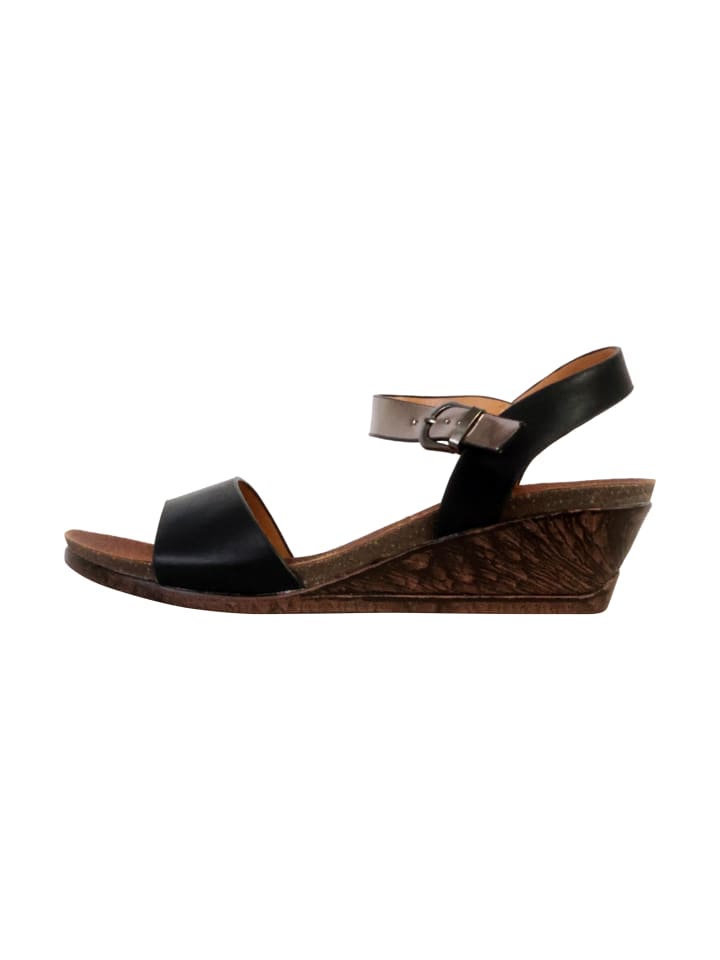 Sandalen mit Keilabsatz und Riemen Schwarz
