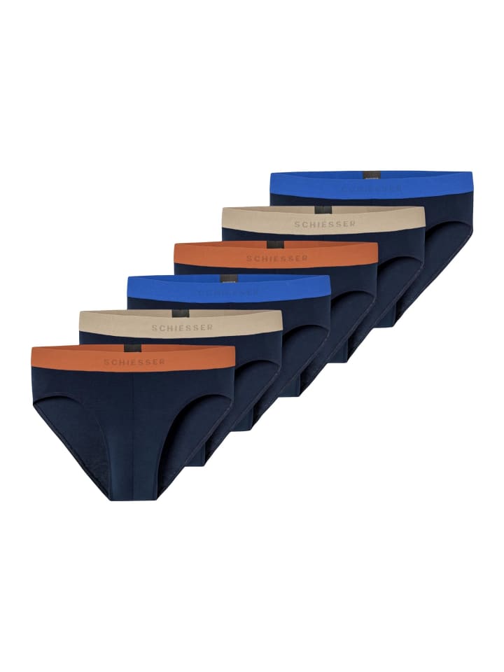 Rio Slip / Unterhose 95/5 Cotton in Dunkelblau / orange / beige