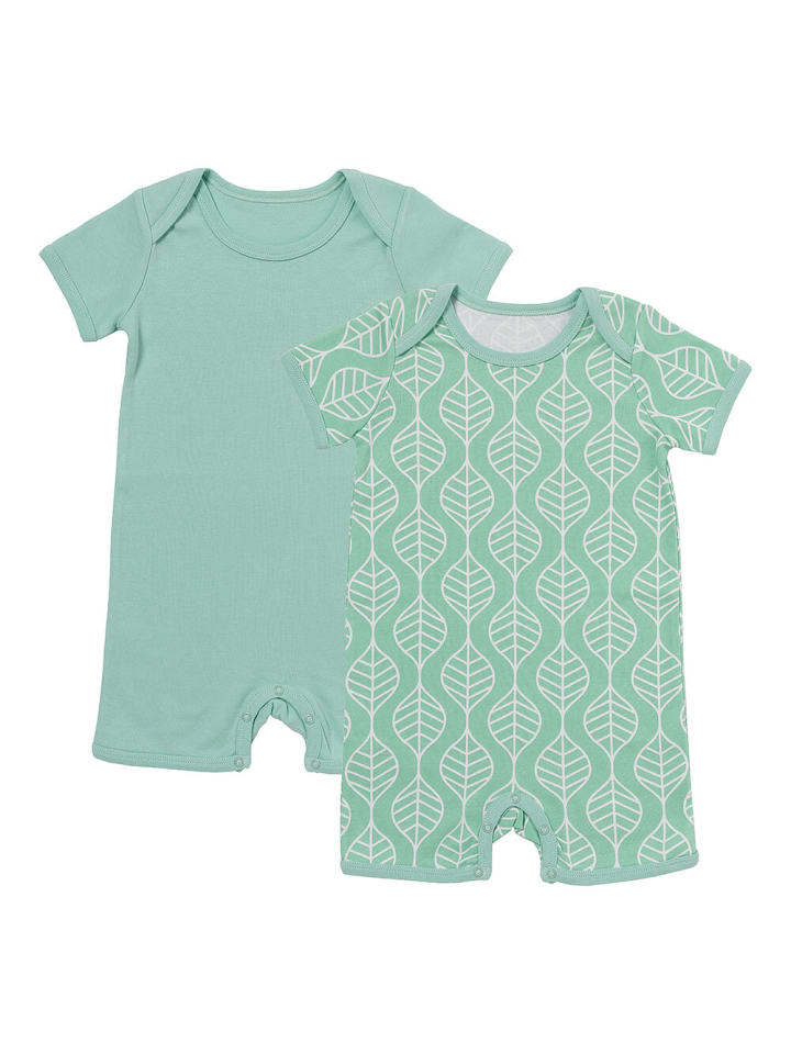 Bio Baby-Strampler kurzarm 2er-Pack in Hellgrün