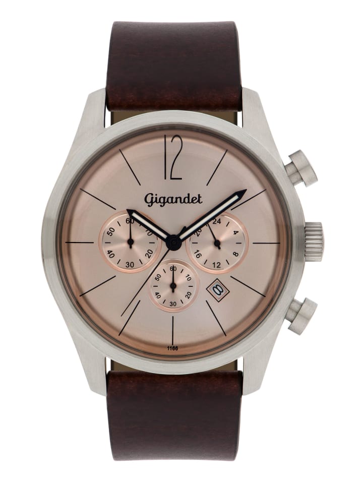 Quarzuhr Chronograph "ART DECO" in Braun/Silber/Kupfer