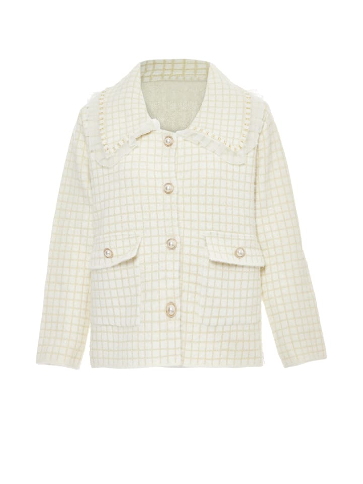 Damen Strickjacke in Wollweiss