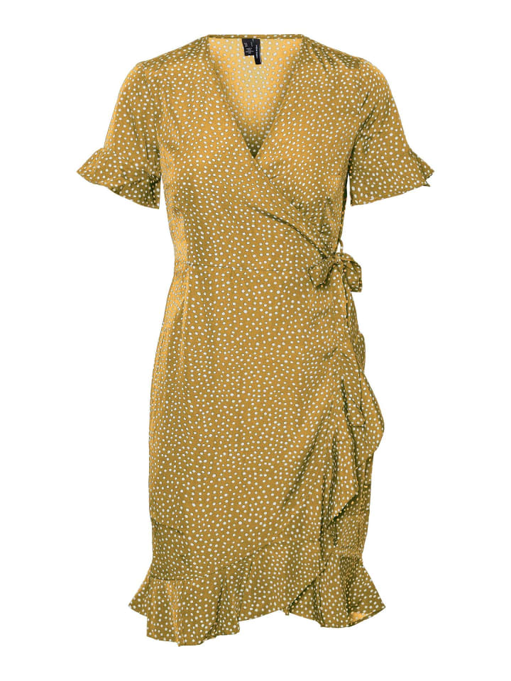 Kurzes Wickel Kleid mit Rüschen VMHENNA in Gelb