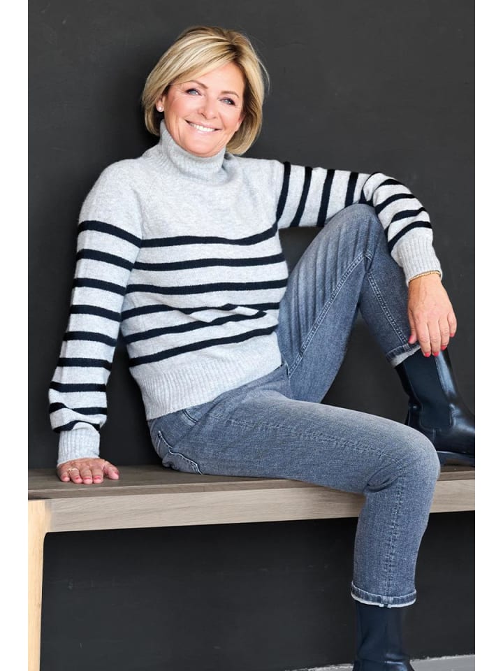 Caroline Tensen Danville Streifenpullover Grau/Schwarz