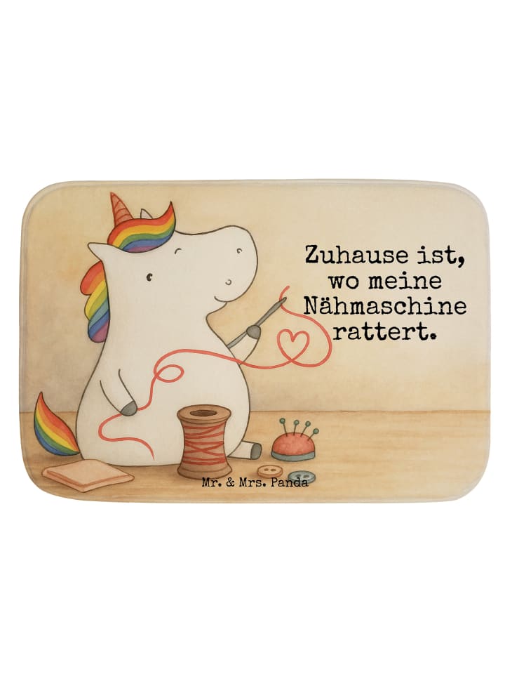 Badematte Einhorn Näherin Design mit Spruch in Weiß
