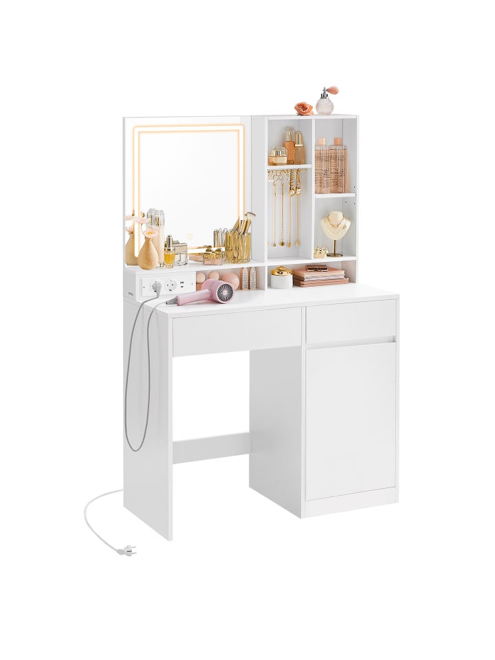 Schminktisch Kailyn in Wolkenweiß - (B)90 x (H)138 x (T)40 cm