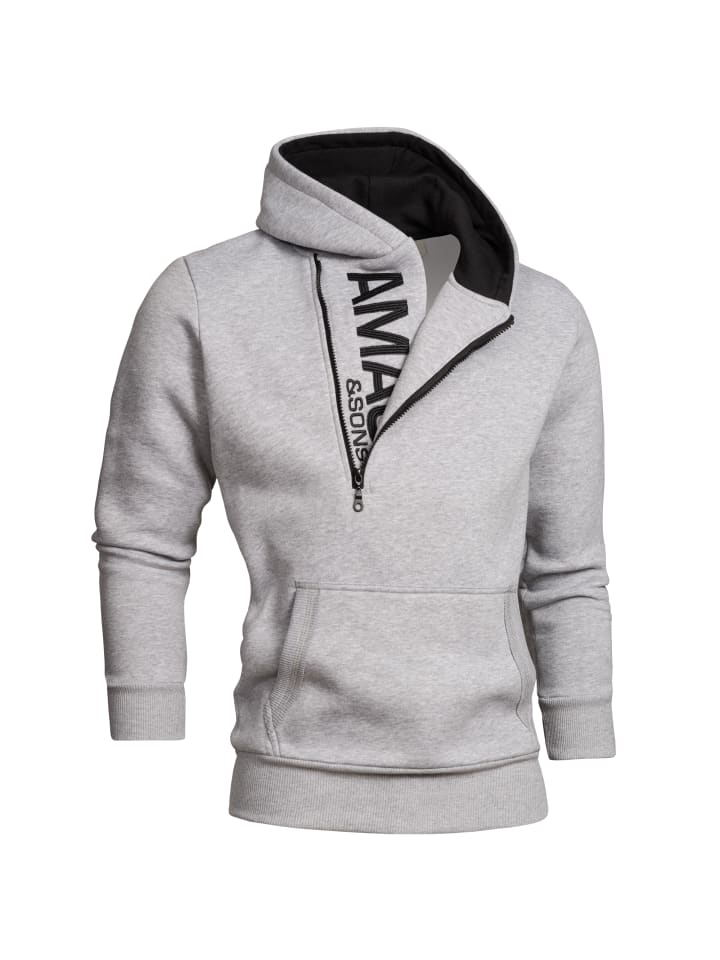 Kapuzenpullover HUNTSVILLE in Hellgrau/Schwarz