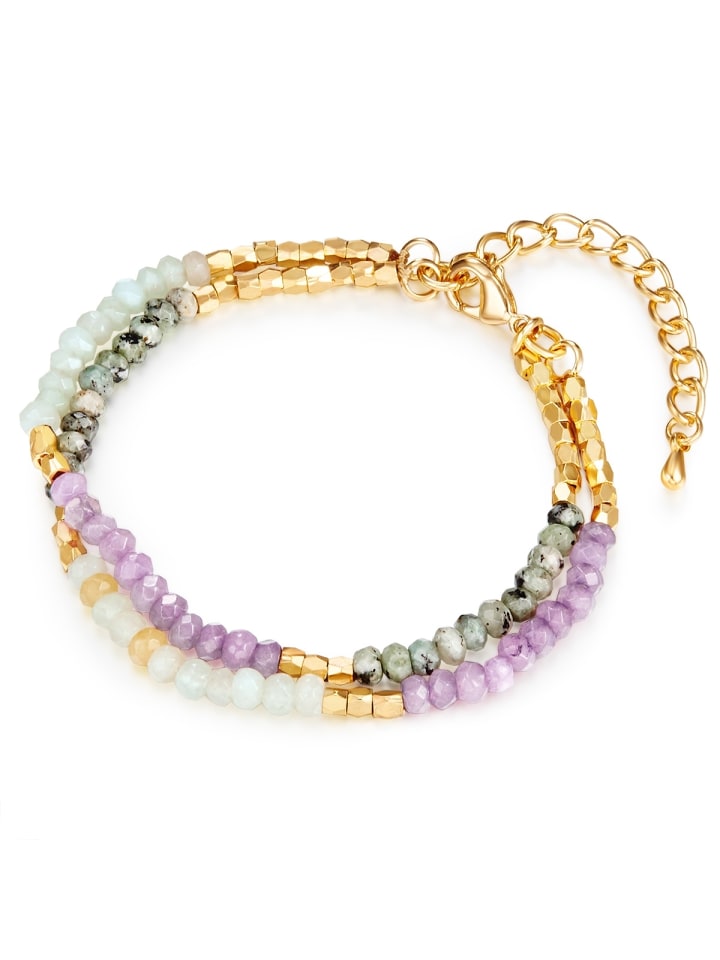 Armband aus Messing mit Naturstein in gelbgold