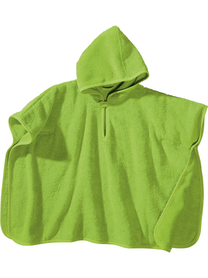Frottier Kinder-Poncho mit Kapuze in apfelgrün