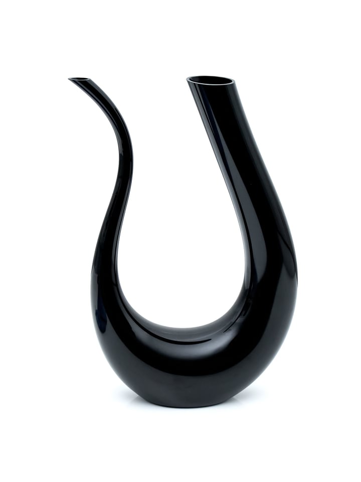 Wein Dekanter in U-Form Glas 750 ml Weinkaraffe Dekantierer in Schwarz