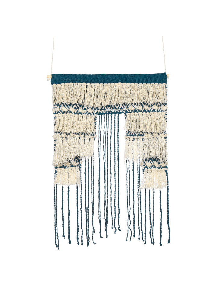 Wandbehang NADRA in Blau/Naturfarben - (W) 51 x (H) 77 x (L) 1 cm Vertikal