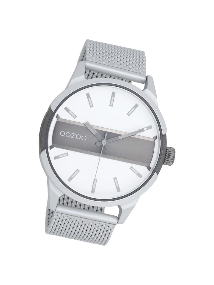 Analog-Armbanduhr Oozoo Timepieces silber extra groß (ca. 48mm)