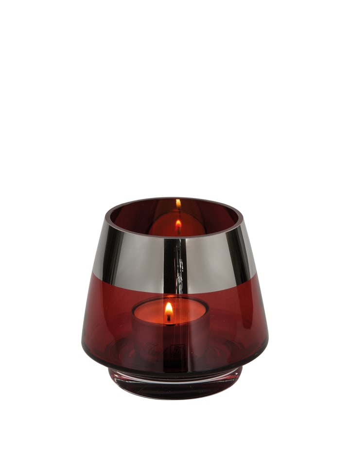 Teelichthalter Jona rot, silberfarben - (H) 9 cm