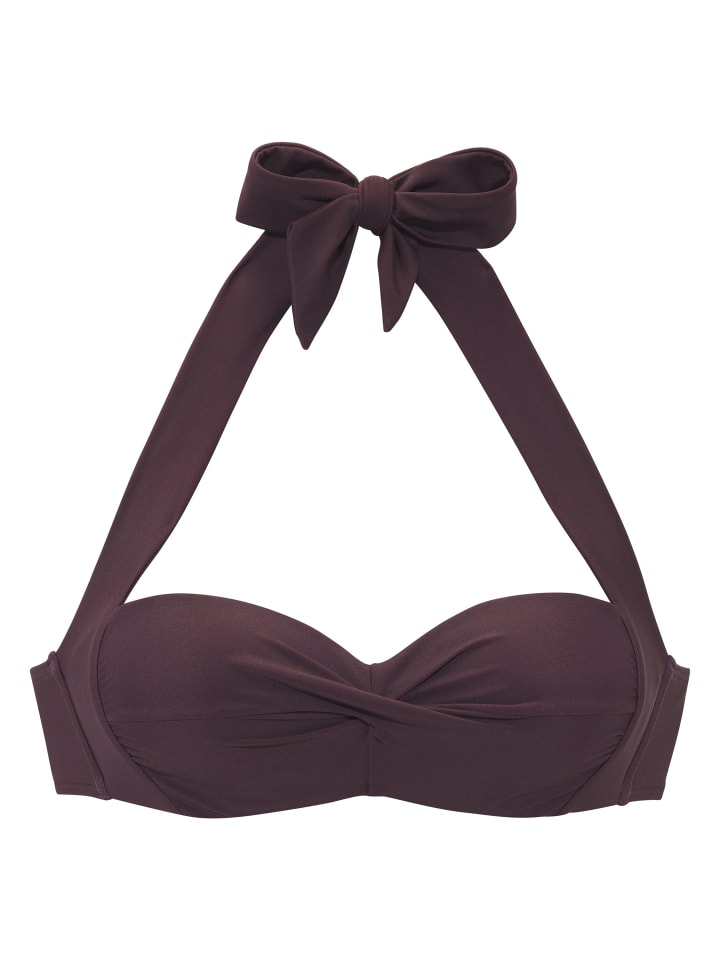Bügel-Bandeau-Bikini-Top in aubergine