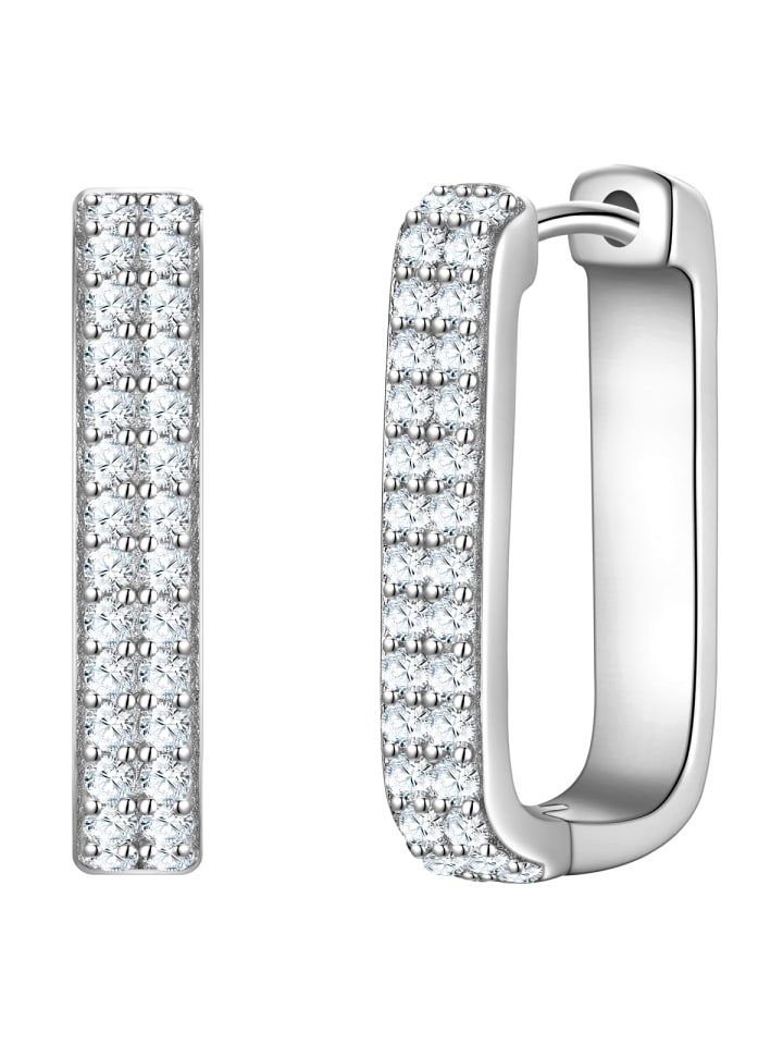 Creolen aus Sterling Silber mit Zirkonia in silber