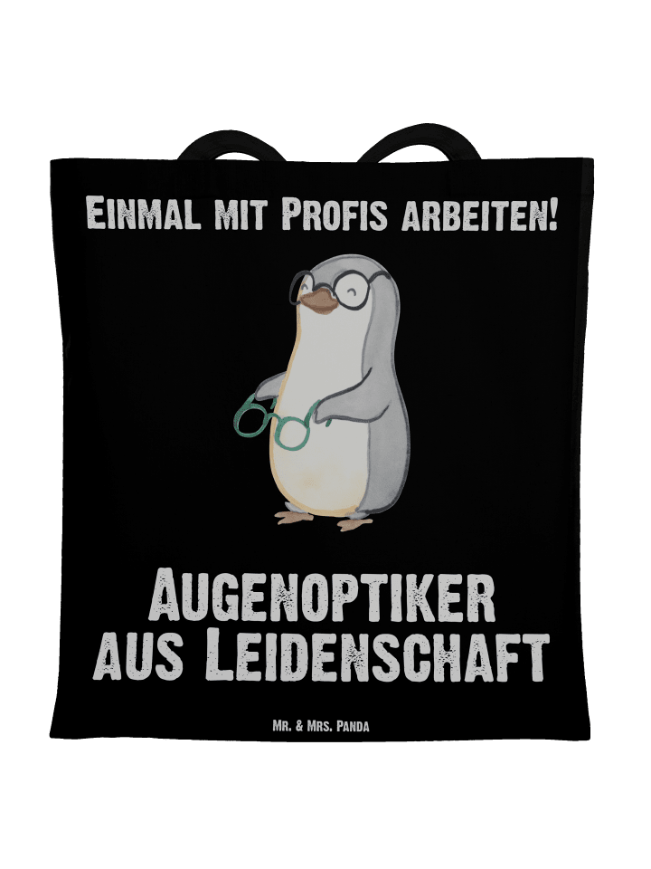 Jutetasche Augenoptiker Leidenschaft mit Spruch in Schwarz