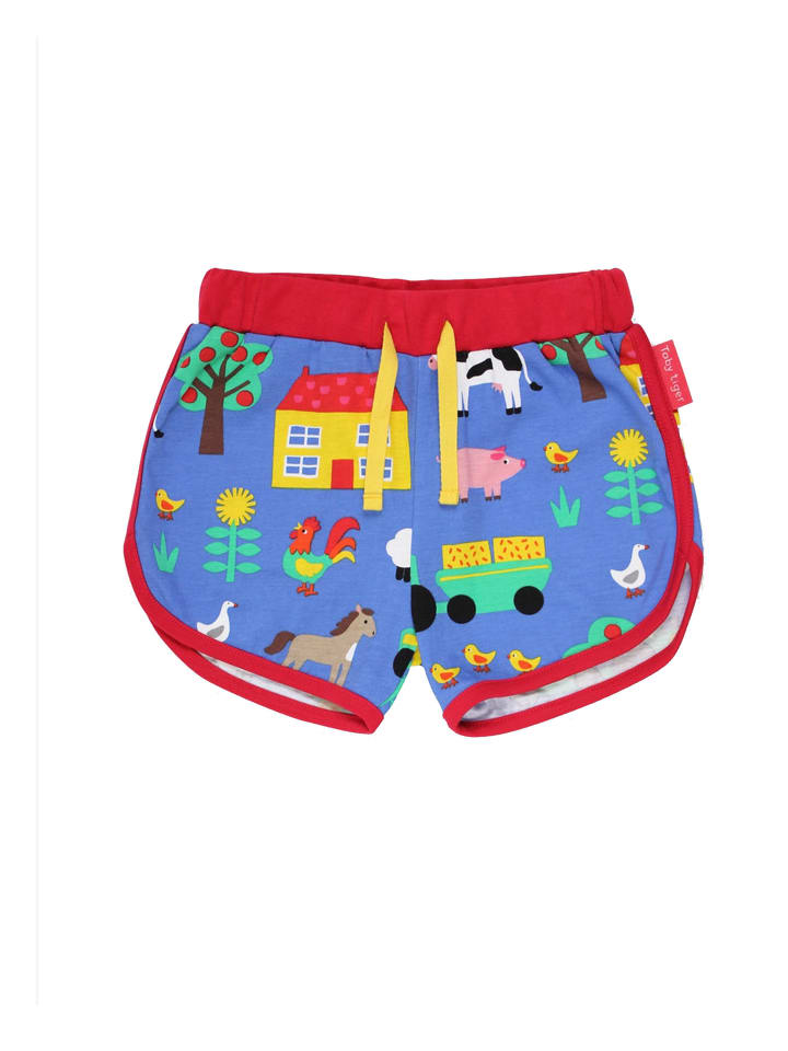 Shorts mit Bauernhof Print in blau