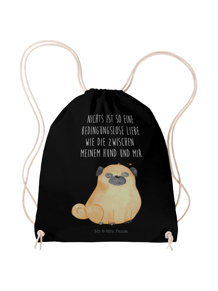 Jutebeutel Mops mit Spruch in Schwarz