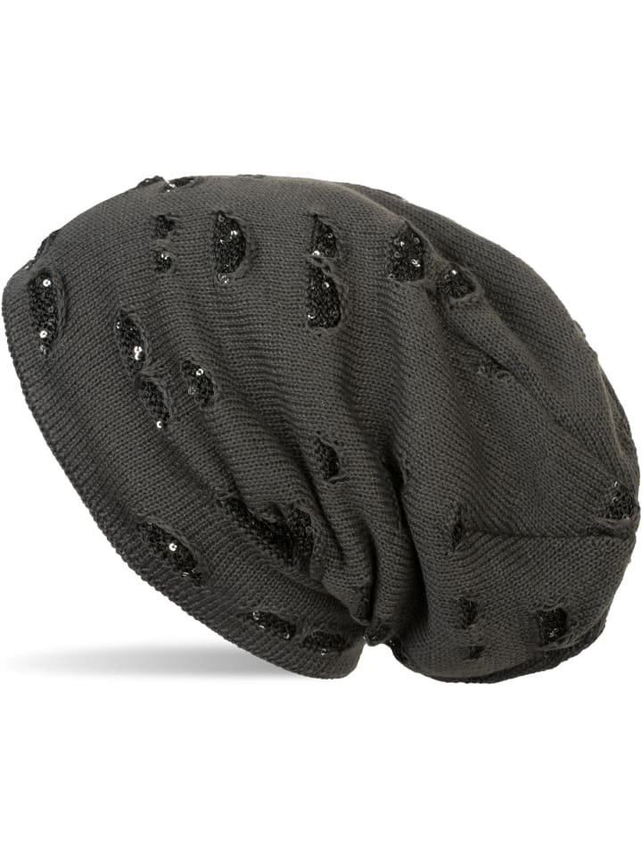 Feinstrick Beanie Mütze in Dunkelgrau