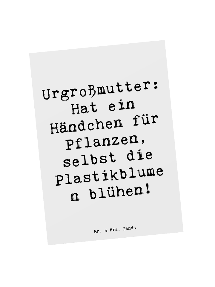 Postkarte Urgroßmutter Wundergrün mit Spruch in Weiß