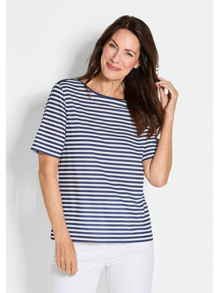 Stilvolles Streifenshirt für Damen in marine / weiß / geringelt