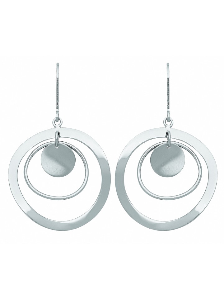 Damen 925 Silber Ohrringe / Ohrhänger Ø 27 mm in silber