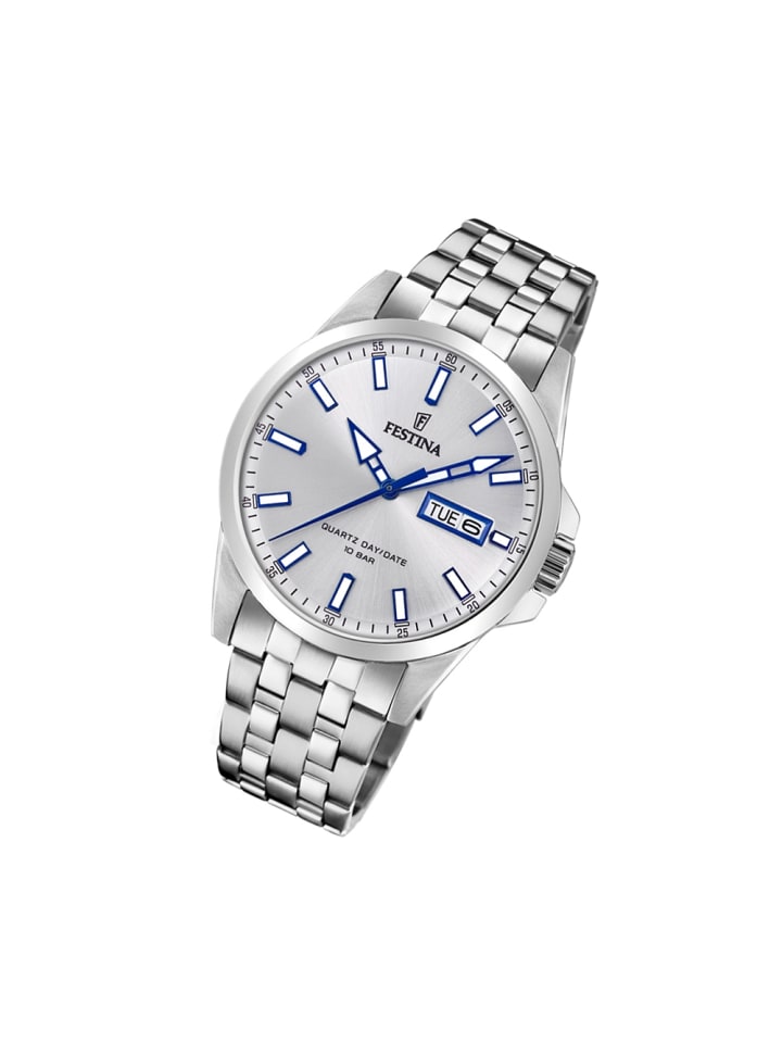 Analog-Armbanduhr Festina Klassik silber groß (ca. 41mm)