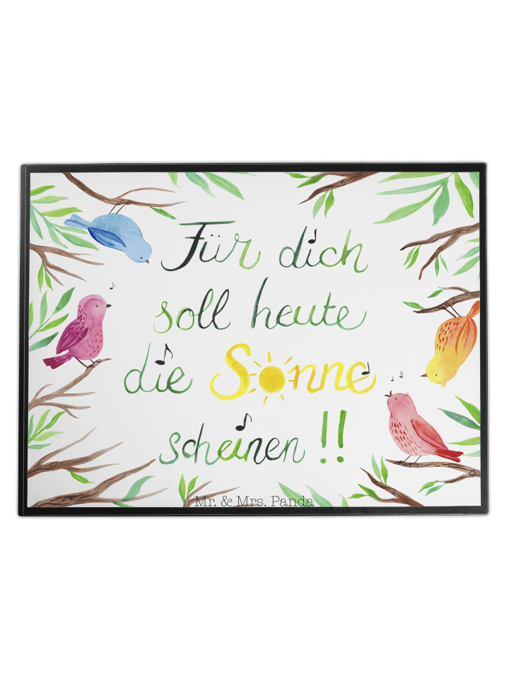 Schreibtischunterlage Vögel Sonne mit Spruch in Bunt