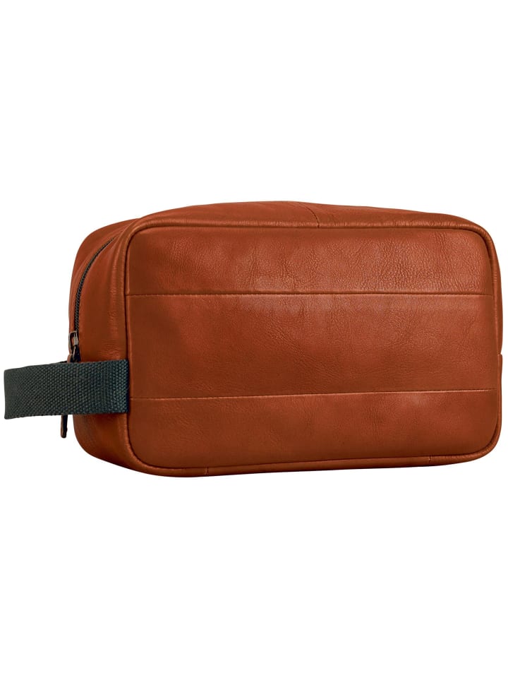 Hamburg Kulturbeutel Leder 25.5 cm cognac