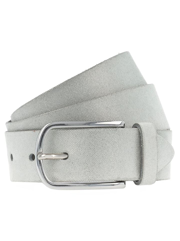 Gürtel Leder white-silver