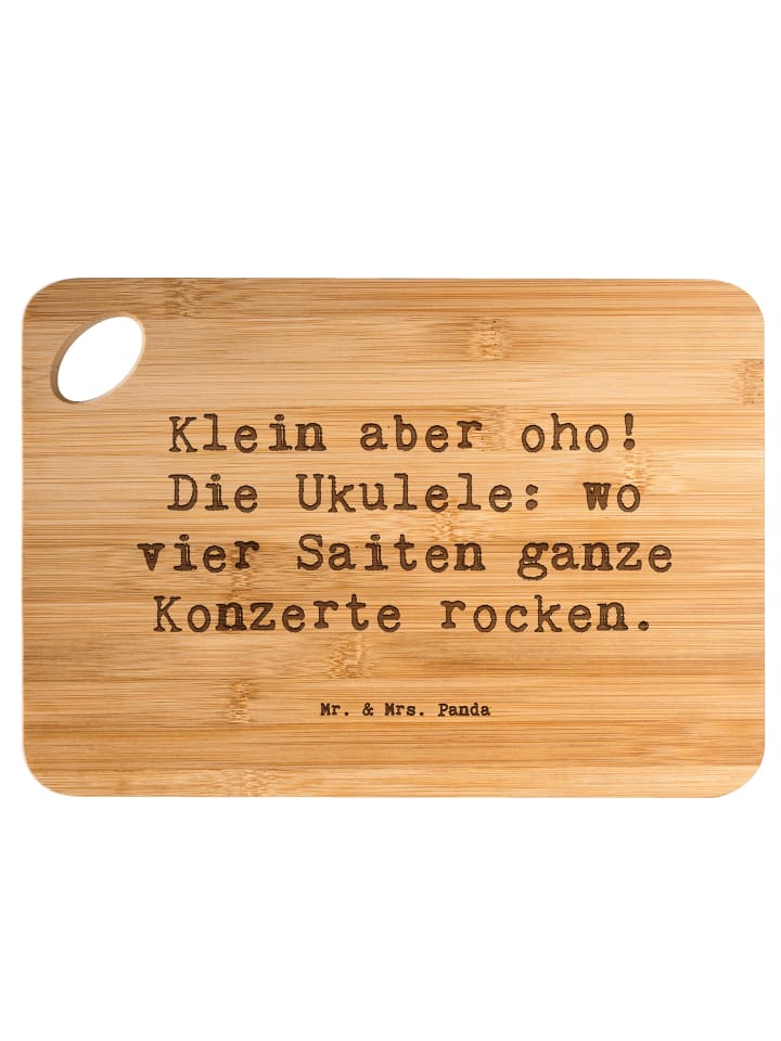 Servierplatte Spruch Ukulele Magie mit Spruch in Braun