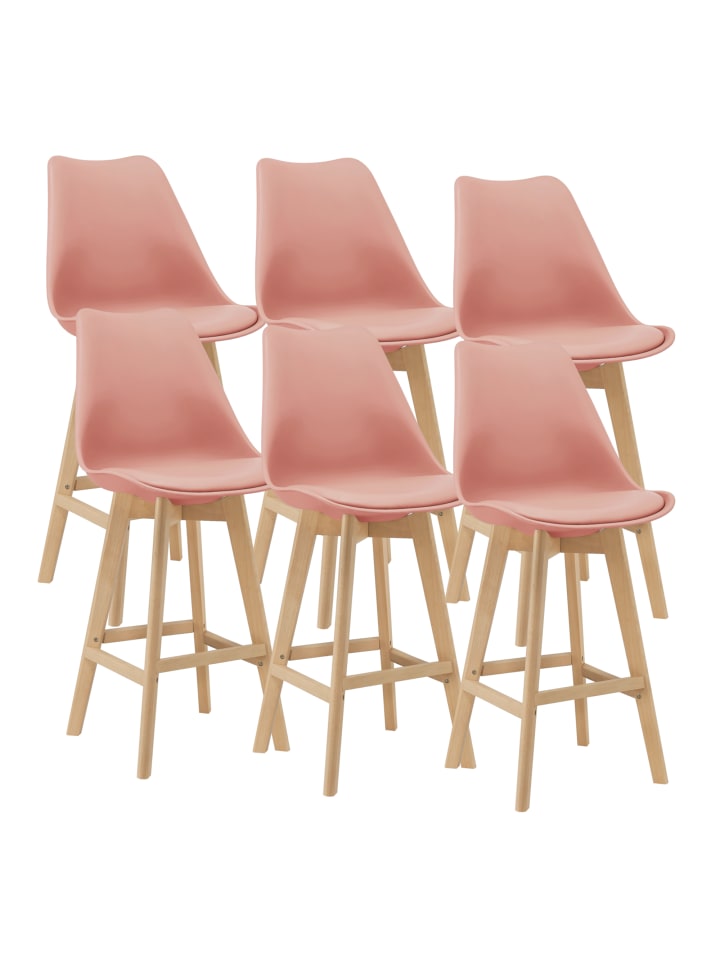 6er-Set Barstuhl Lublin in Rosa (H)105cm (B)48cm (T)58cm