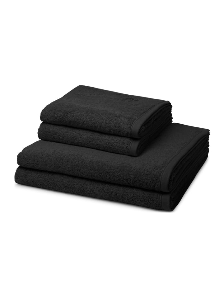 2 X Handtuch 2 X Duschtuch im Set Vita in Schwarz