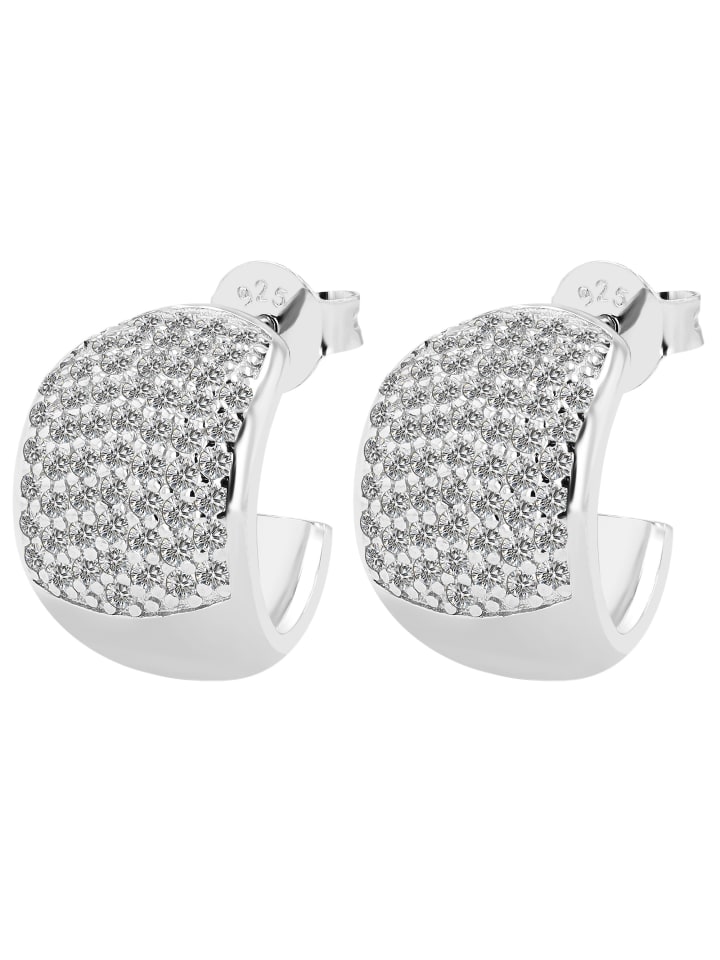 Damen Creolen aus 925 Silber mit Zirkonia in gold