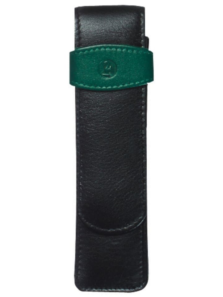 Schreibgeräteetui Leder TG 22 schwarz-grün für 2 Schreibgeräte