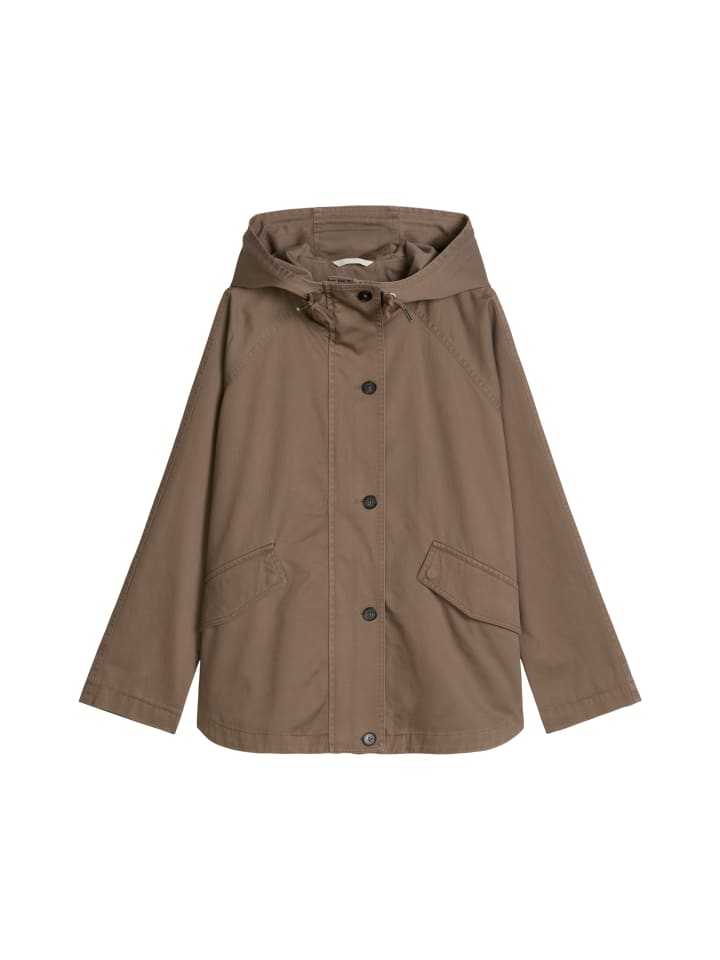 Cape-Jacke mit Kapuze relaxed garment-dyed in Stone Taupe