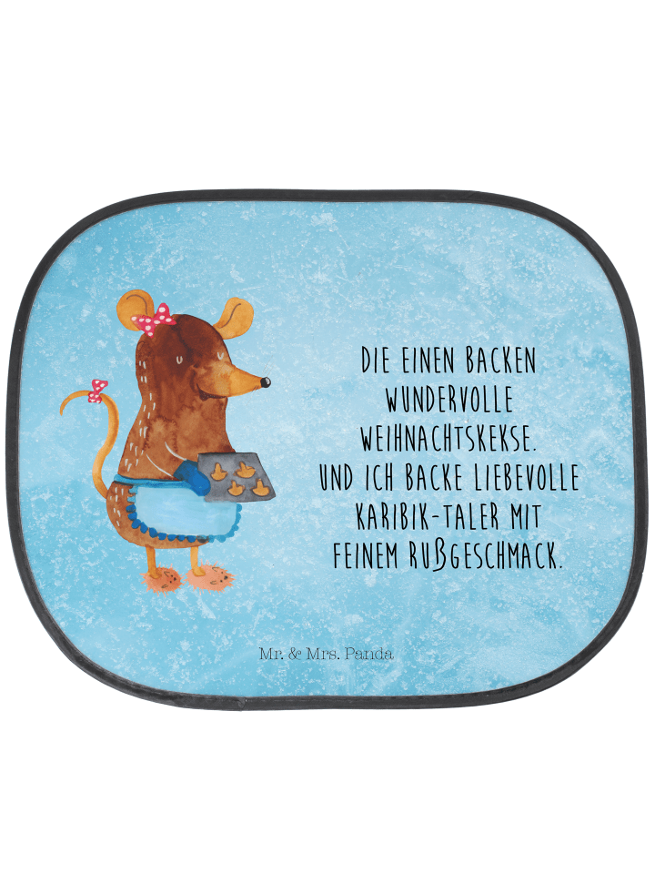 Auto Sonnenblende Maus Kekse mit Spruch in Eisblau