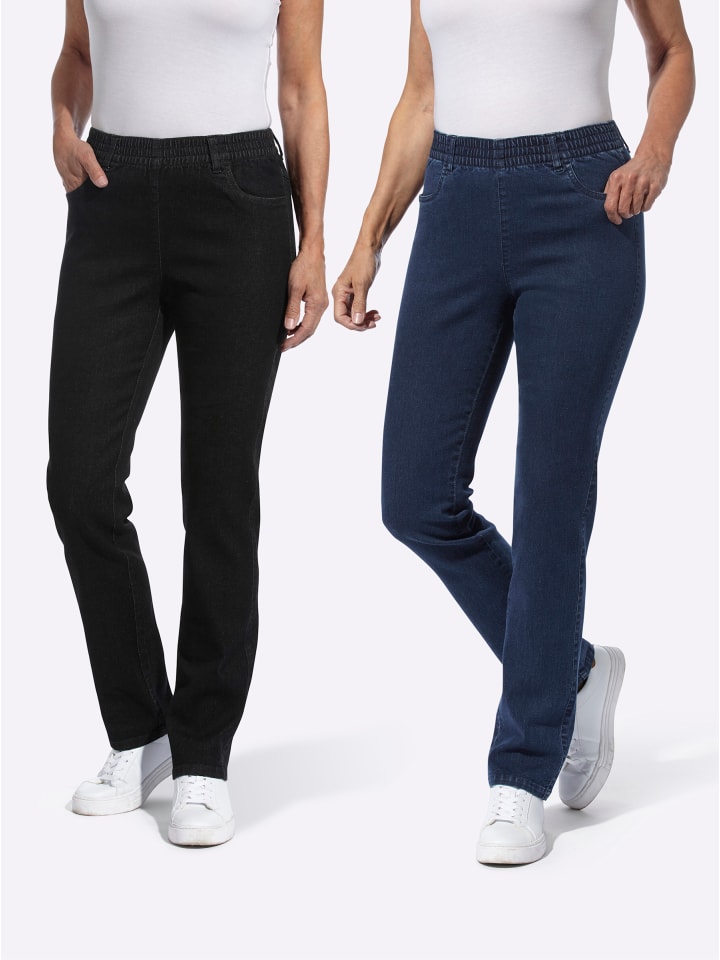 Doppelpack Jeans in dark blue + black denim
