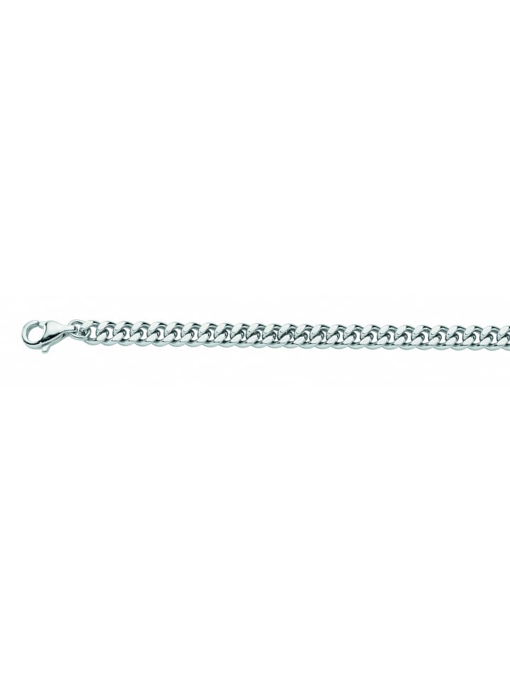 Damen Edelstahl Flach Panzer Halskette 55 cm Ø 4,9 mm in silber