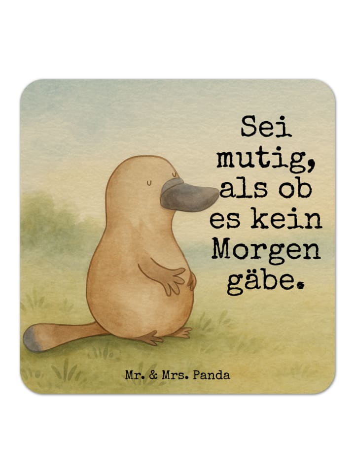 Untersetzer Schnabeltier Mut Design mit Spruch in Weiß