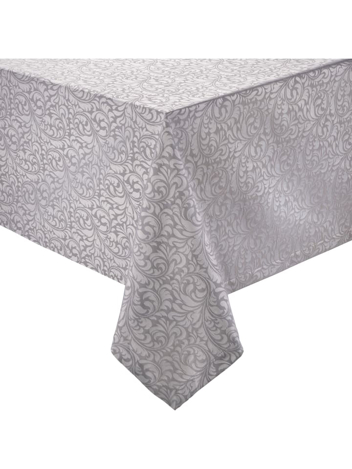 Jacquard, Baumwollmischung, Gewebt Tischdecke Hamm in silber