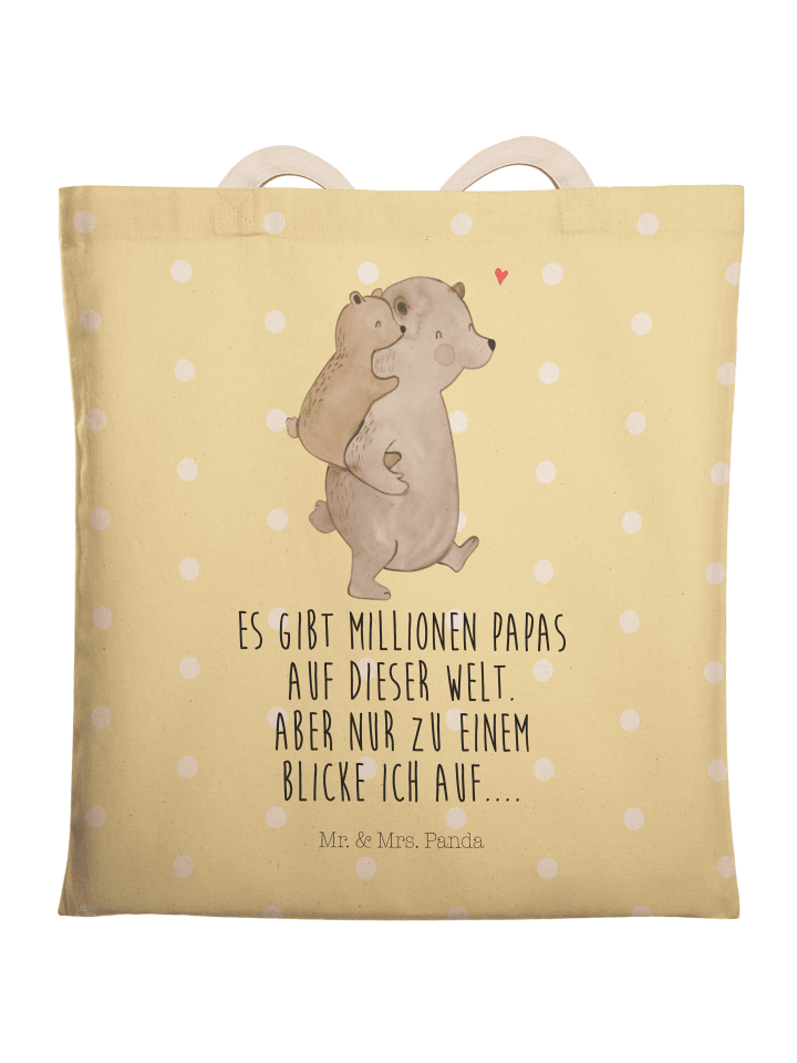 Tasche Papa Bär mit Spruch in Gelb Pastell