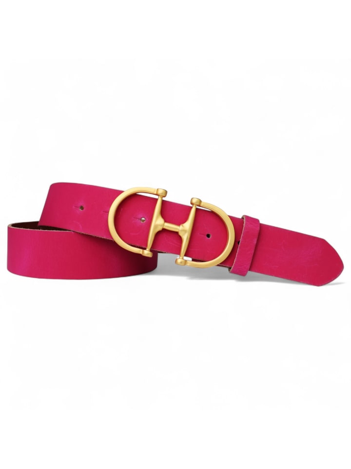 Damengürtel goldene Schnalle in Pink