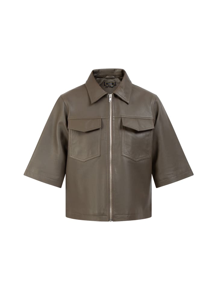 Damen Lederhemd in Taupe
