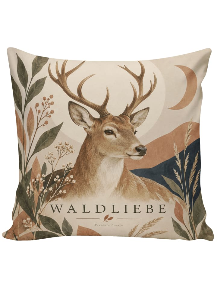 Kissen Hirsch modern Design mit Spruch in Weiß