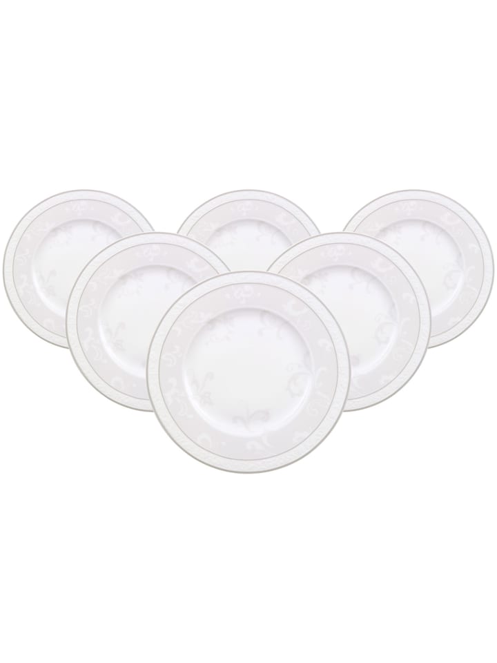 6er Set Frühstücksteller Gray Pearl in Weiß ø 22,7 cm