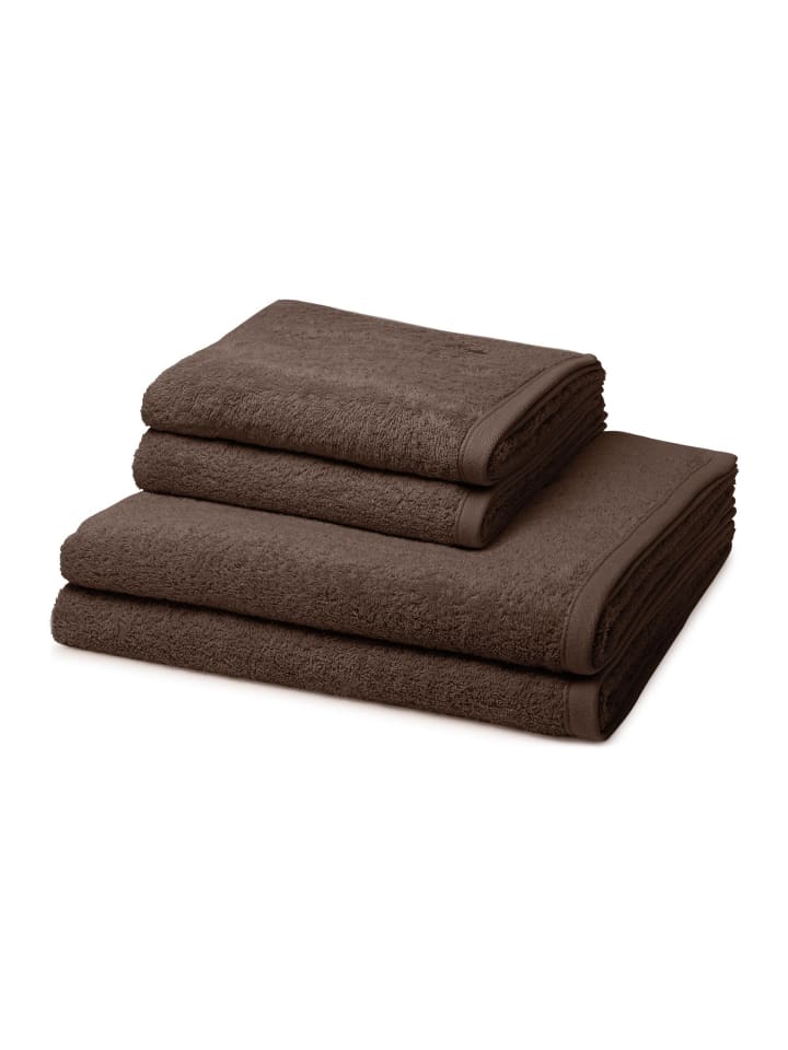 2 X Handtuch 2 X Duschtuch im Set Vita in Mokka