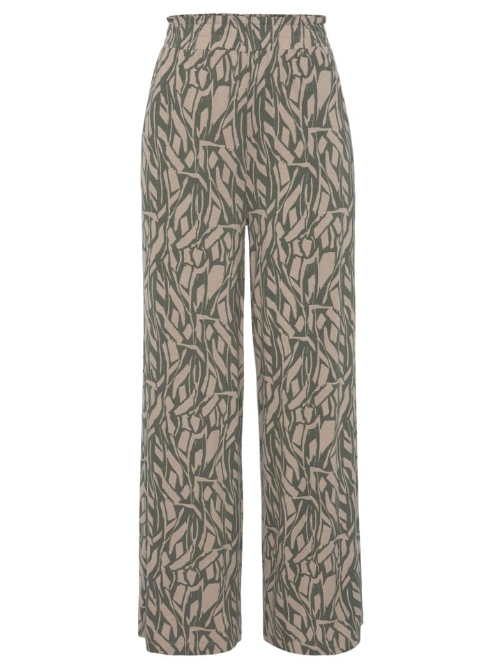 Jerseyhose in khaki-sand bedruckt