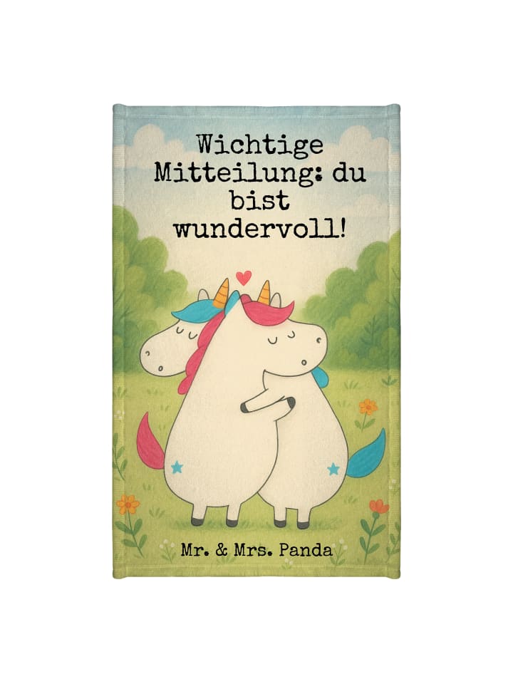 Gästehandtuch Einhorn Mitteilung Design mit Spruch in Weiß